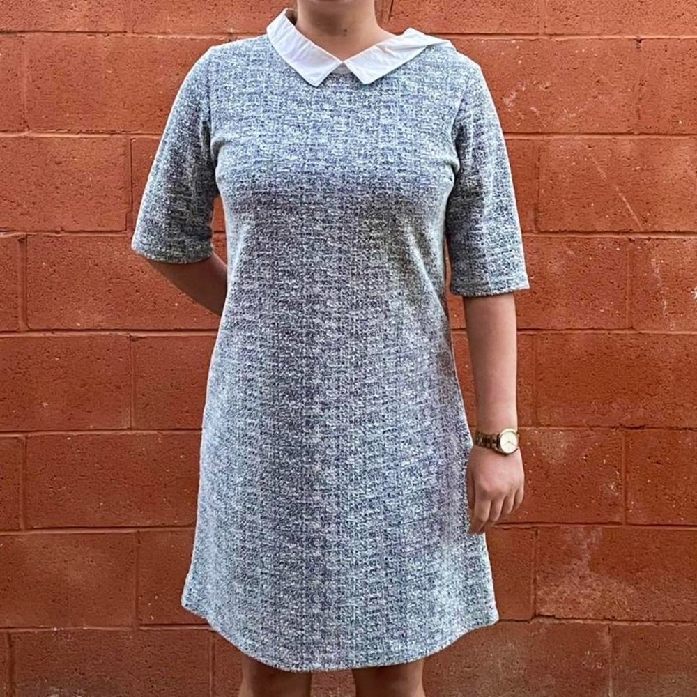 Gray Dress with White Collar